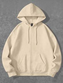 Resyla Men Men's Cherry Blossom Print Thermal Lined Hoodie - Apricot - View 2