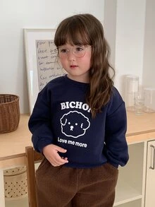 DAZY Baby Girls Round Neck Cartoon Long Sleeve Sweatshirt Fall - Blue - View 3