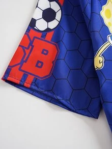 SpongeBob SquarePants | SHEIN Tween Boy Cartoon Print Casual Daily Short Sleeve T-Shirt - Navy Blue - View 5