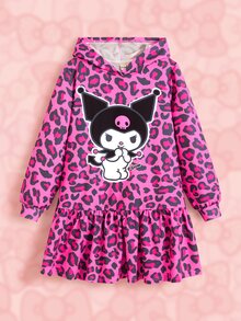 HELLO KITTY AND FRIENDS | SHEIN فستان بقلنسوة بطبعة نمر كرتونية للفتيات المراهقات - متعدد الألوان - مشاهدة 7