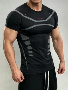 Coreblaze 男士拼色休閒日常旅行運動T恤 - 彩色 - 查看 1