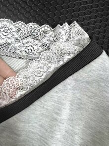 Glimmora Women's Autumn/Winter New Hot-Selling Exquisite Lace Patchwork Design Casual Versatile Sweatshirt - Grey - View 3