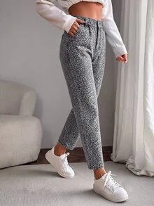 SHEIN 女款夏季紙袋腰直筒牛仔褲 - 灰色 - 查看 1