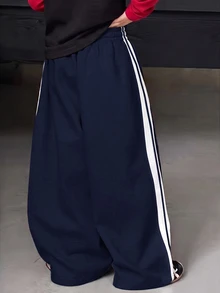 Kids Tween Boy Casual Collegiate Style Heather Grey Sweatshirt & Sweatpants Set, Suitable For Spring/Summer, Valentine's Day, Dates, Family Gatherings, Back To School, Wedding Season, Sports, Birthday Parties - Navy Blue - View 4