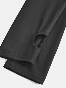 SHEIN Girlism NovaGlow 青少年女孩運動休閒日常針織素色開襟外套與喇叭褲套裝 - 深灰色 - 查看 4