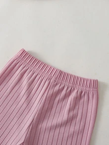 SHEIN 3件組女嬰衛衣打底褲套裝，可愛甜美杏粉色貓咪圖案蝴蝶結荷葉邊長袖圓領加厚冬季毛絨生日裝 - 白色 - 查看 6