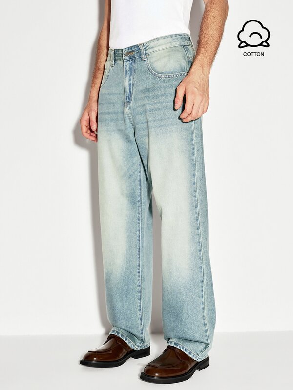 Colvenic Men's Fashion Versatile Button Pocket Straight Leg Denim Jeans