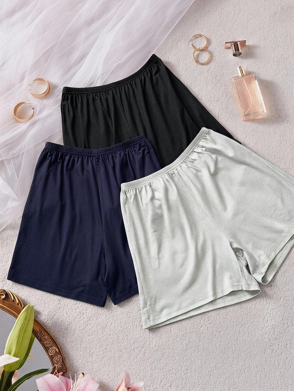 Women's Solid Color Wide Leg Pajama Shorts