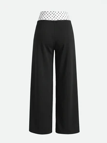 SHEIN Teen Girl Teen Girls Grey Knit Drawstring Casual Long Pants - Black and White - View 3