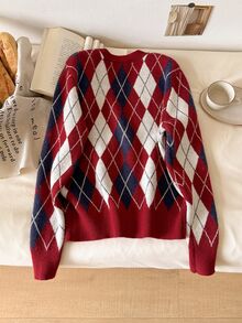 CosyJoli Women's Diamond Quilted Long Sleeve Single-Breasted Casual Knit Cardigan - Multicolor - View 2
