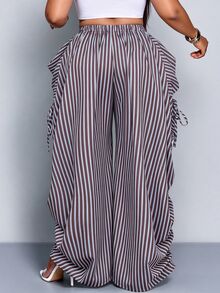 SOLERSUN Celana Panjang Wanita Putih Kasual Gaya Boho dengan Tali Serut, Potongan Longgar, Desain Saku Serbaguna, Cocok untuk Perjalanan Musim Gugur, Acara Formal, dan Liburan Musim Gugur - Coklat - View 2