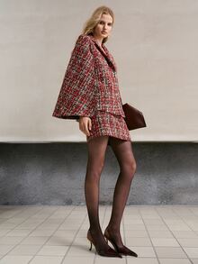 MOTF PREMIUM WOMEN'S ELEGANT CAPE SLEEVE BLAZER AND SKIRT 2 PIECES SET - Multicolor - View 5