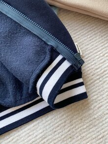 PrepCrw Young Boy Colorblock Bear Print Back Zipper Hooded Jacket - Multicolor - View 9