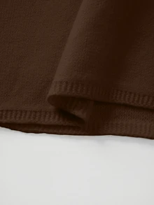 SHEIN 新款春夏海濱簡約不對稱針織披肩女款 船領三角下擺 度假風層搭 - 咖啡棕 - 查看 5