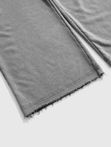 Batman X ROMWE Distressed Washed Knit Street Letter Print Casual Women's Sweatpants, Autumn/Winter - Light Grey - View 5