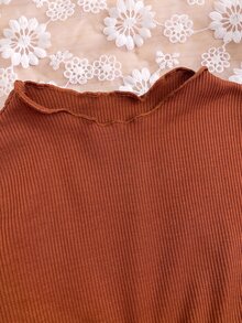 SHEIN 女嬰花卉拼接花瓣袖洋裝 - 棕色 - 查看 7