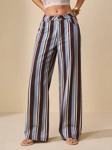 Selenza Celana Jeans Denim Kasual Longgar Potongan Lurus Motif Garis-garis untuk Wanita - MultiWarna - View 4