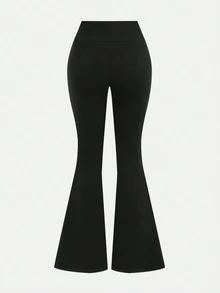Tween Girls Long Pants, Casual Minimalist Bow Element, Suitable For All Seasons - Black - View 2