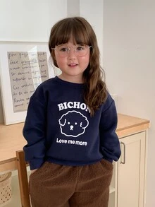 DAZY Baby Girls Round Neck Cartoon Long Sleeve Sweatshirt Fall - Blue - View 6