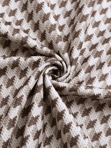 Manfinity Homme Men's Plus Size Knit Houndstooth Jacquard Vintage Mature Casual Short Sleeve Polo Shirt - Khaki - View 4