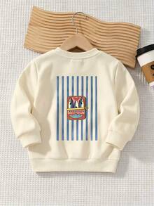 Young Boy Long Sleeve Crew Neck Sweatshirt With Cartoon Pattern, Suitable For Autumn/Winter - Multicolor - View 3