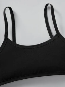 SHEIN Girlism Tween女孩簡約舒適親膚兒童學生成長期背心內衣 10件/包 - 黑色 - 查看 4