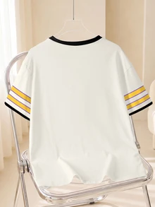 LOONEY TUNES X SHEIN Plus Size Letter Cartoon Print Casual Daily T-Shirt - White - View 2