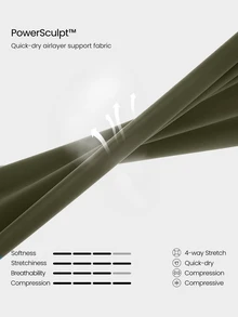 GLOWMODE 26" Powersculpt™ 吸汗快乾隱形提臀側口袋壓縮緊身褲 高強度訓練健身房跑步運動服 - 軍綠色 - 查看 6