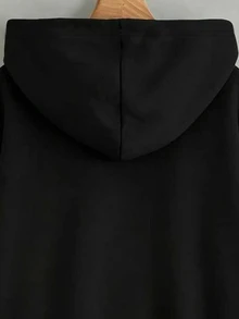 Resyla 女款秋冬字母刺繡抽繩連帽衛衣 - 黑色 - 查看 3