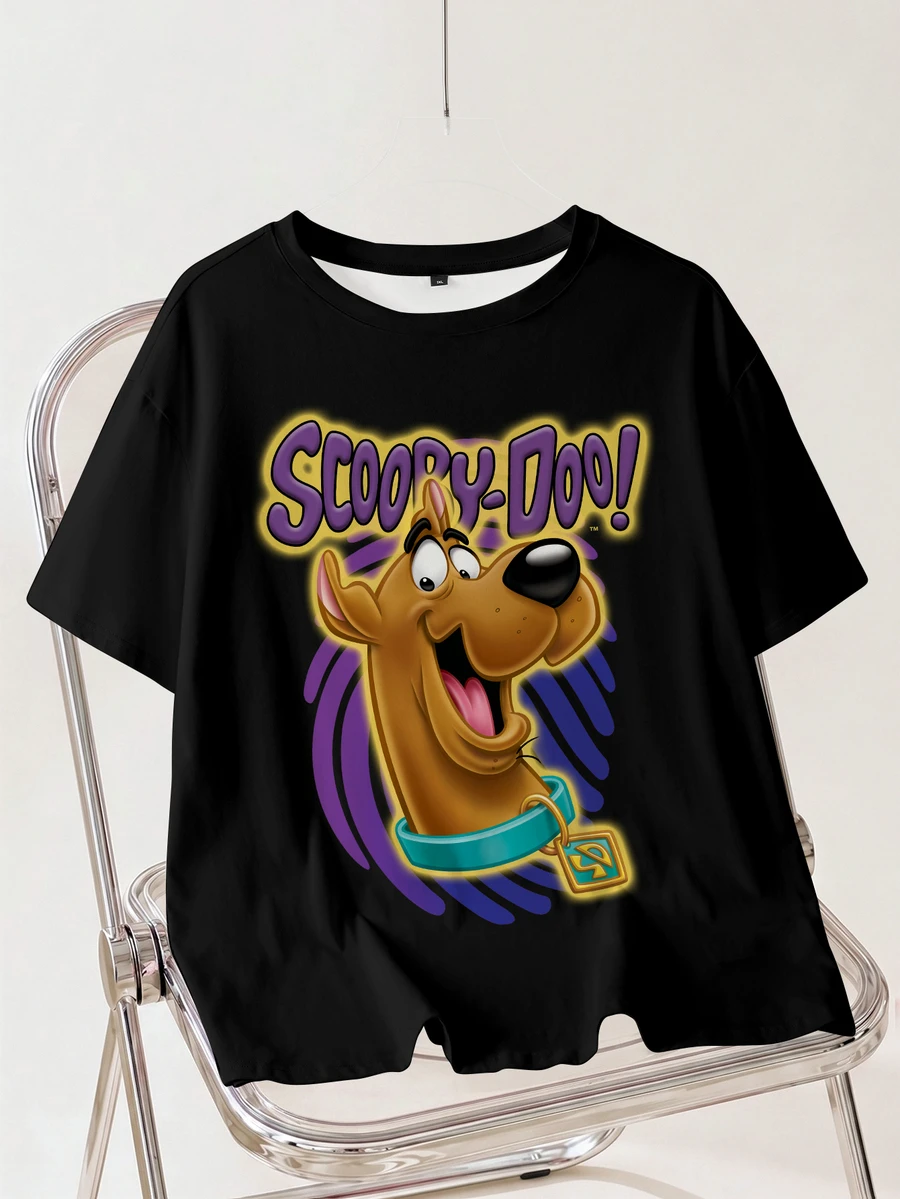 SCOOBY-DOO X SHEIN تي شيرت كاجوال يومي بطبعة حروف وكرتون مقاس كبير - أبيض - مشاهدة 1