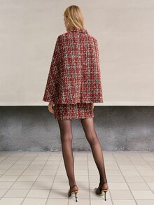 MOTF PREMIUM WOMEN'S ELEGANT CAPE SLEEVE BLAZER AND SKIRT 2 PIECES SET - Multicolor - View 3