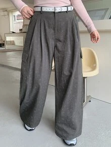 Dazy Plus Small Ditsy Floral All-Over Pattern Pocket Decor Casual Cargo Denim Jeans Four Seasons - Dark Grey - View 3
