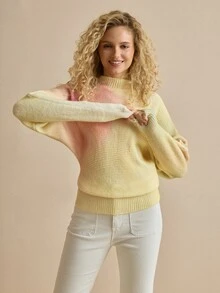 MOTF PREMIUM WOMEN'S AUTUMN/WINTER SPRAY-DYED HIGH NECK BATWING SLEEVE SWEATER - Multicolor - View 6