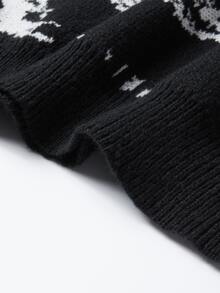Manfinity Hypemode Men's Plus Size Eye Pattern Crew Neck Long Sleeve Casual Sweater - Black - View 7