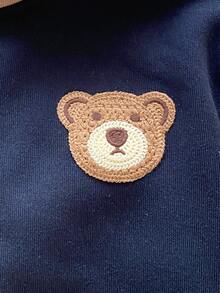 PrepCrw Young Boy Colorblock Bear Print Back Zipper Hooded Jacket - Multicolor - View 5