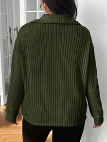 SHEIN Frenchy Plus Size Women Solid Color Casual Versatile Daily Wear Long Sleeve T-Shirt - Green - View 2