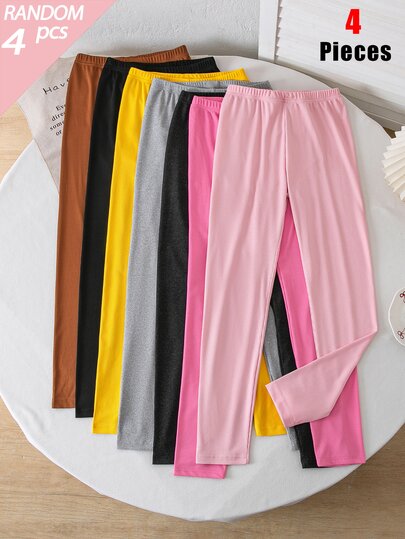 Girls' Simple Fashion Sweet Print Pattern 4pcs/Set Long Leggings