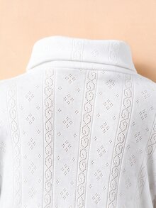 Baby Girl Rib-Knit Turtleneck Autumn Bodysuit - White - View 3