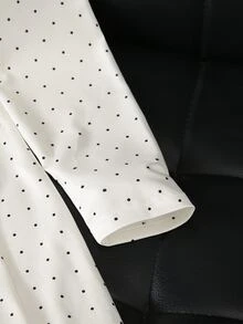 SHEIN 女童優雅甜美蝴蝶結裝飾泡泡長袖紋理洋裝，適合日常外出與聚會，春秋洋裝，秋季外出穿搭 - 白色 - 查看 3