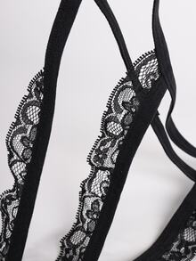 DrisQ DrisQ 1pc Fashion Men's Sexy Lace Patchwork Black Lace Trim Mid-Waist Underwear - Black - View 3