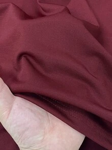 Rusticease Middle-Aged Women Solid Color Pleated Casual Party Dress - Burgundy - View 3