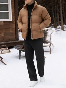 Manfinity CasualCool Men's Short Thick Jacket, Suitable For Cold Winter Weather - Camel - View 3