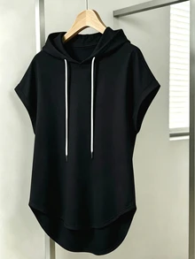 Franclia Plus Size Summer Casual Solid Color Hooded T-Shirt - Multicolor - View 3