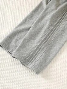 SHEIN 兒童小男孩加厚保暖內裡運動長褲，適合通勤、上學、日常休閒、大學 - 灰色 - 查看 6
