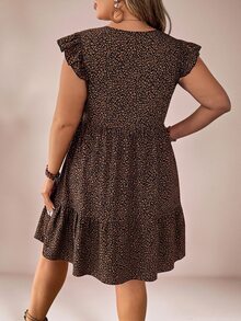 SHEIN VCAY 大尺碼時尚性感豹紋荷葉邊下擺洋裝 - 彩色 - 查看 2