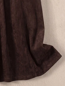 Rusticease Middle-Aged Women Solid Color Casual Versatile Daily Wear Skirt - Coffee Brown - View 3
