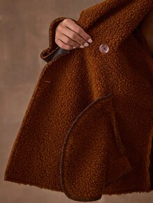 SHEIN BAE Women's Autumn Fashion Vintage Double-Breasted Jacket - Coffee Brown - View 8