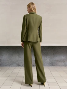 MOTF PREMIUM PEAK COLLAR DOUBLE BREASTED BLAZER - Green - View 3