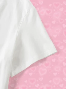 THE POWERPUFF GIRLS X SHEIN Plus Size Letter Print Casual Daily Wear T-Shirt - White - View 4