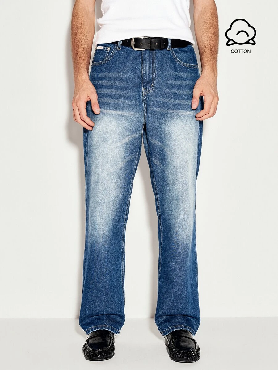 Colvenic Men's American Vintage Washed Denim Jeans - Medium Wash - View 1